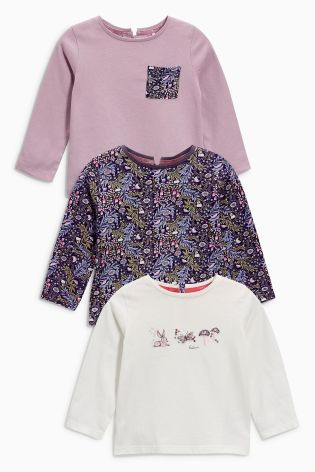 Lilac/Ecru Embroidered Sequin Tops Three Pack (3mths-6yrs)